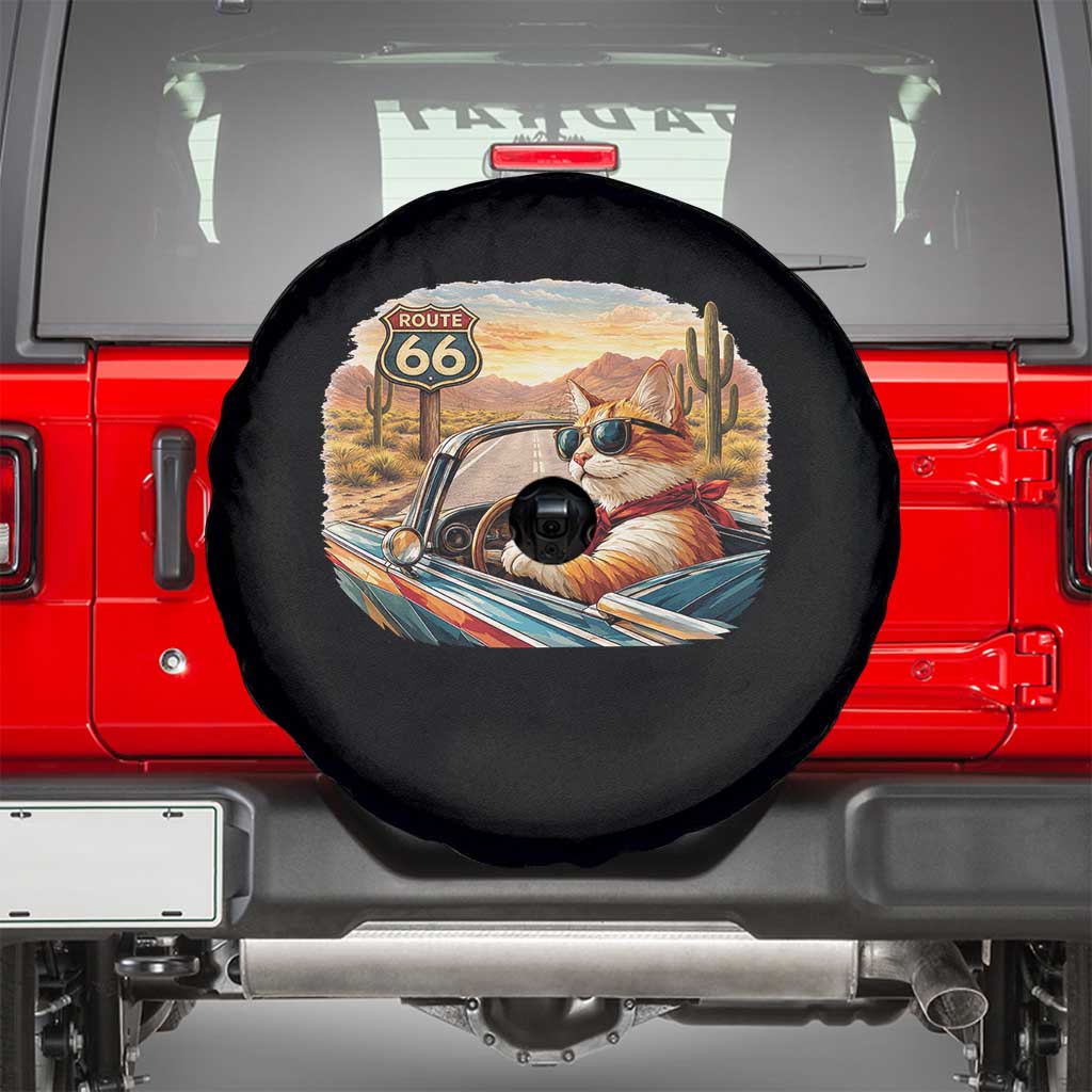 Route Highway 66 Cat Spare Tire Cover Americana Road Trip