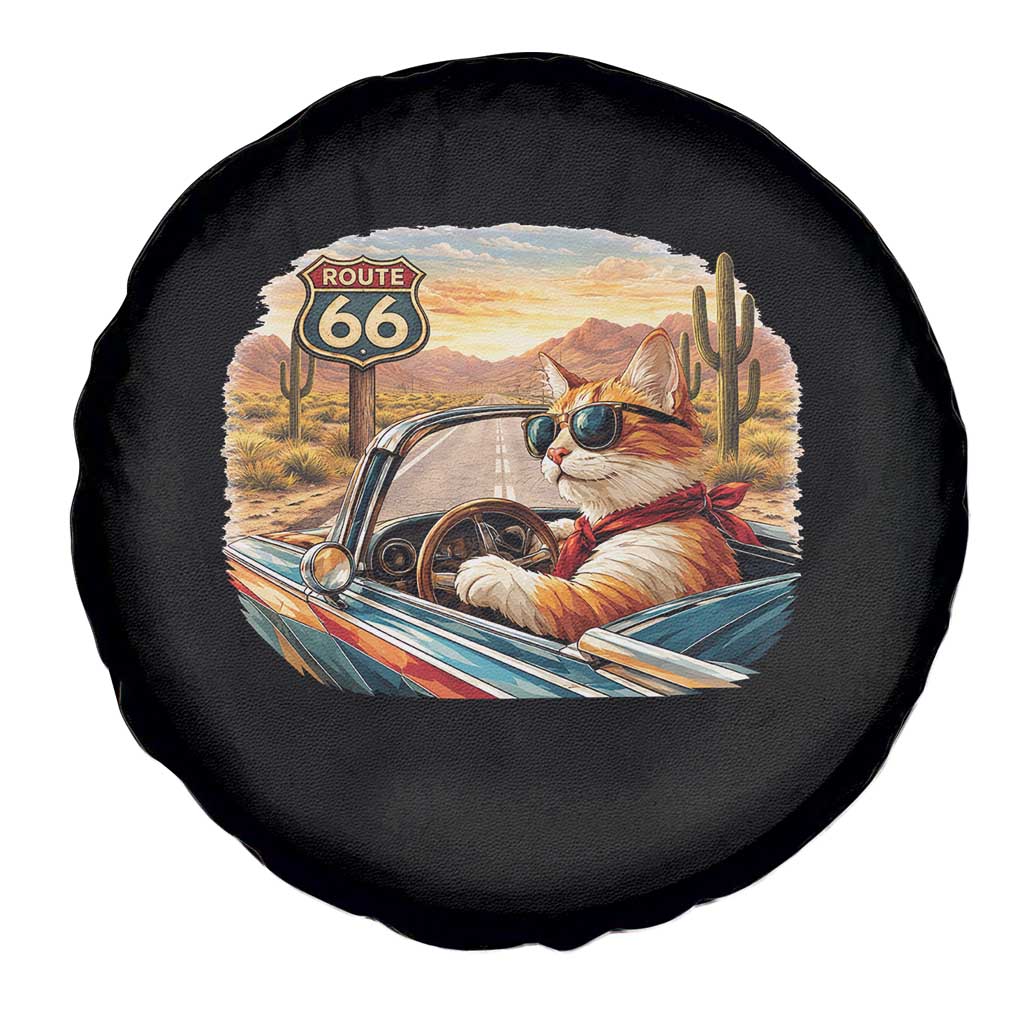 Route Highway 66 Cat Spare Tire Cover Americana Road Trip