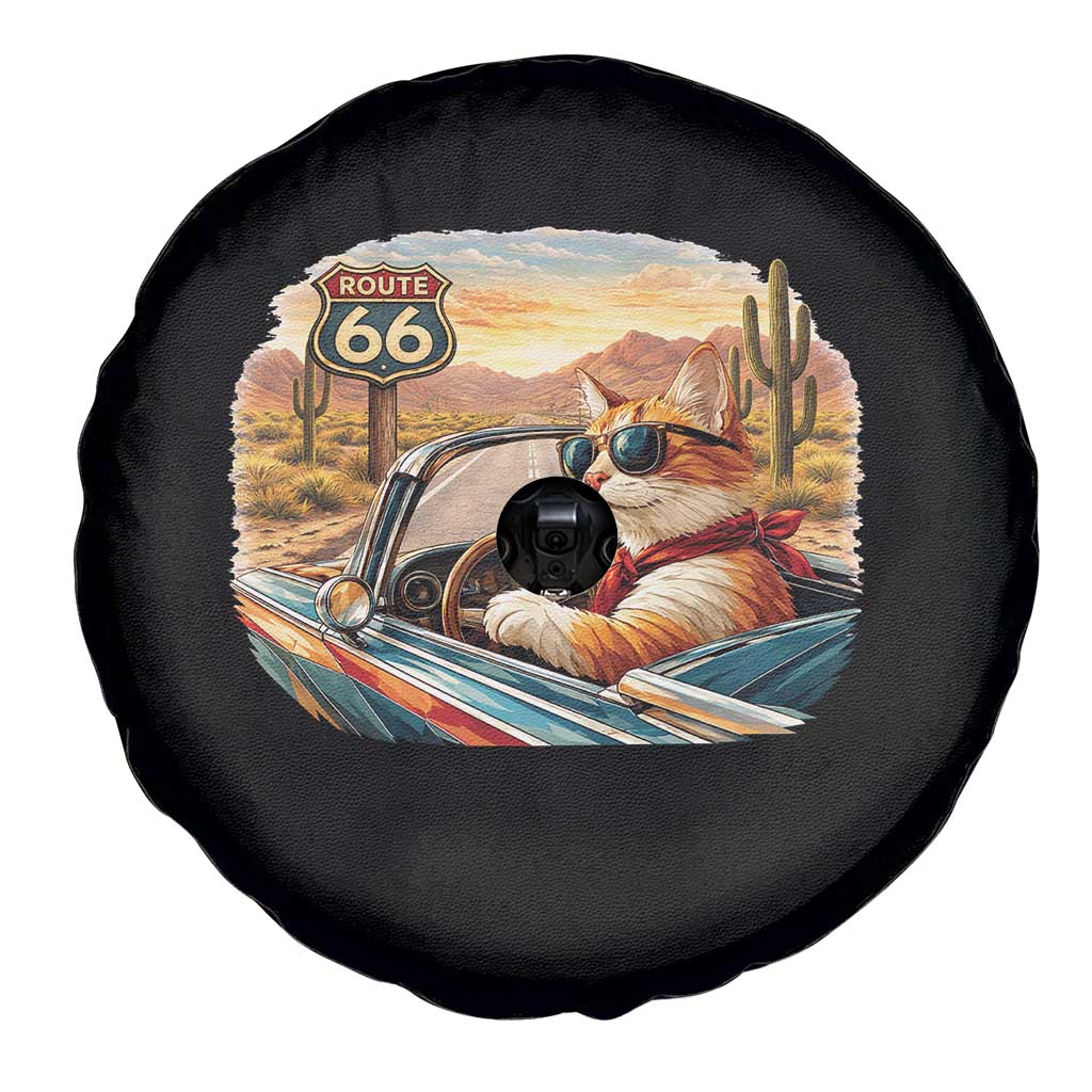 Route Highway 66 Cat Spare Tire Cover Americana Road Trip
