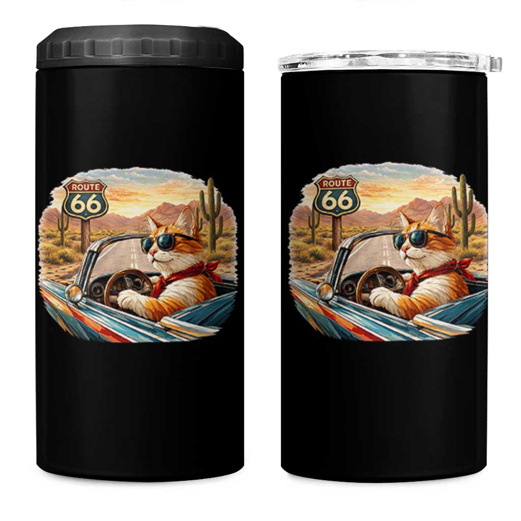 Route Highway 66 Cat 4 in 1 Can Cooler Tumbler Americana Road Trip