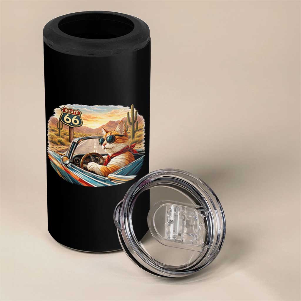 Route Highway 66 Cat 4 in 1 Can Cooler Tumbler Americana Road Trip