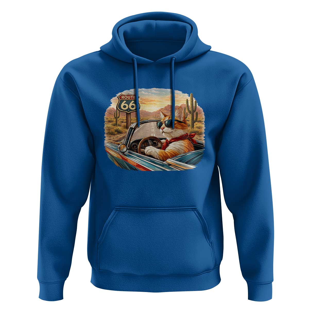 Route Highway 66 Cat Hoodie Americana Road Trip