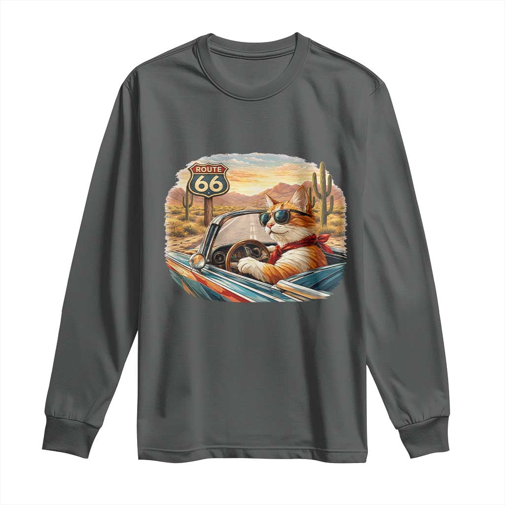 Route Highway 66 Cat Long Sleeve Shirt Americana Road Trip