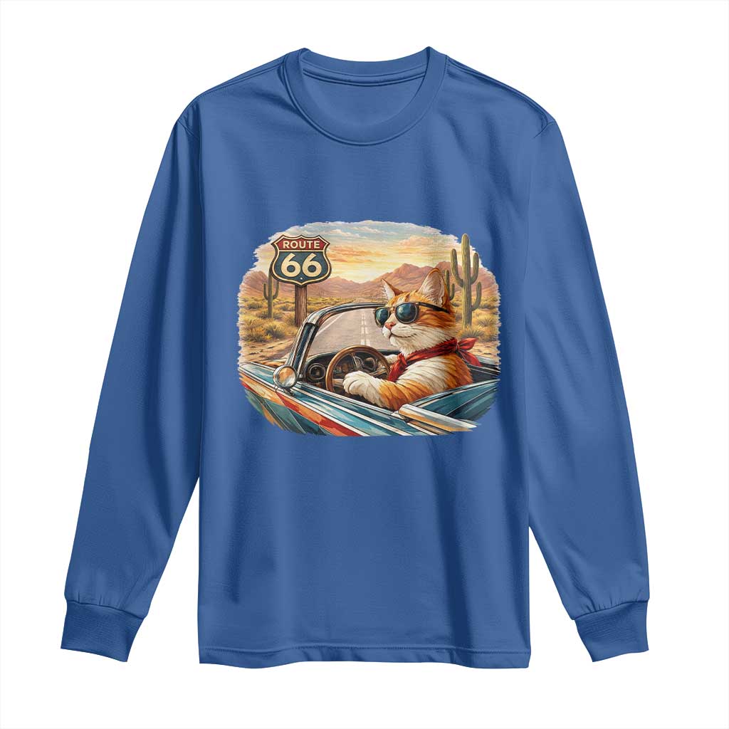 Route Highway 66 Cat Long Sleeve Shirt Americana Road Trip