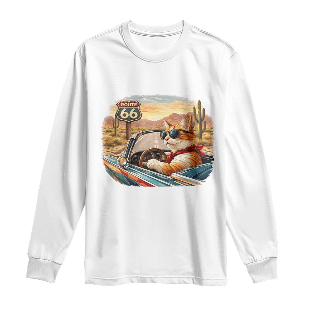 Route Highway 66 Cat Long Sleeve Shirt Americana Road Trip