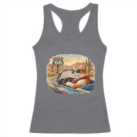 Route Highway 66 Cat Racerback Tank Top Americana Road Trip