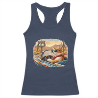 Route Highway 66 Cat Racerback Tank Top Americana Road Trip