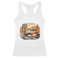 Route Highway 66 Cat Racerback Tank Top Americana Road Trip