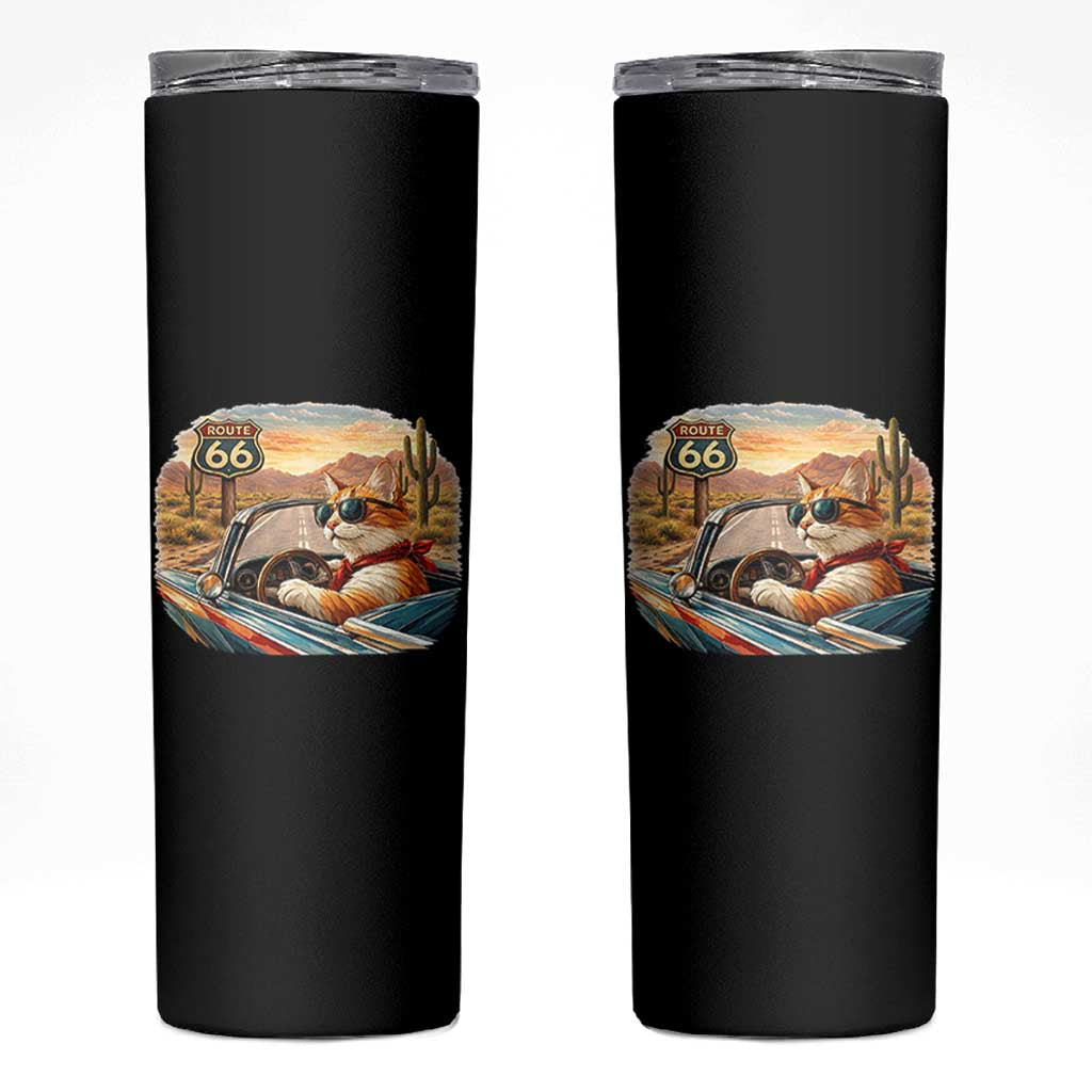 Route Highway 66 Cat Skinny Tumbler Americana Road Trip