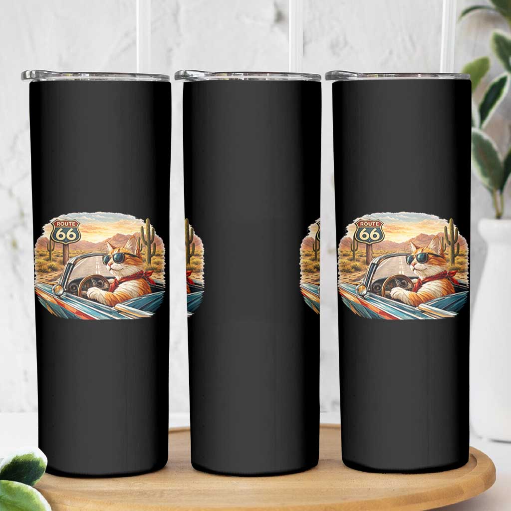 Route Highway 66 Cat Skinny Tumbler Americana Road Trip