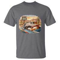 Route Highway 66 Cat T Shirt Americana Road Trip