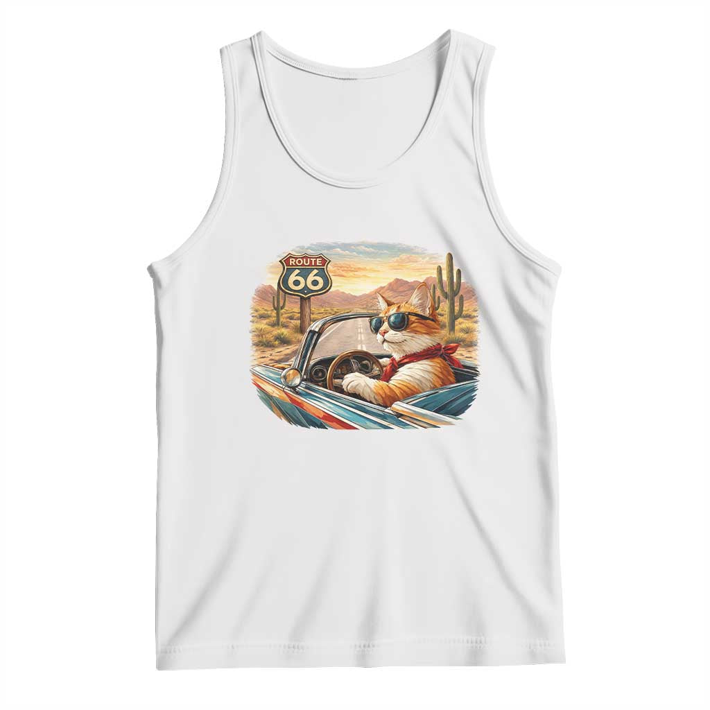 Route Highway 66 Cat Tank Top Americana Road Trip