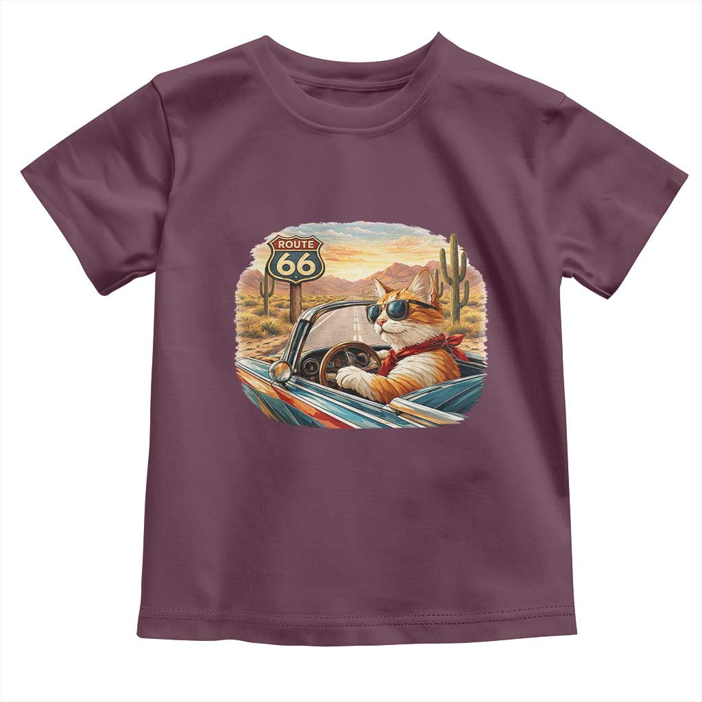 Route Highway 66 Cat Toddler T Shirt Americana Road Trip