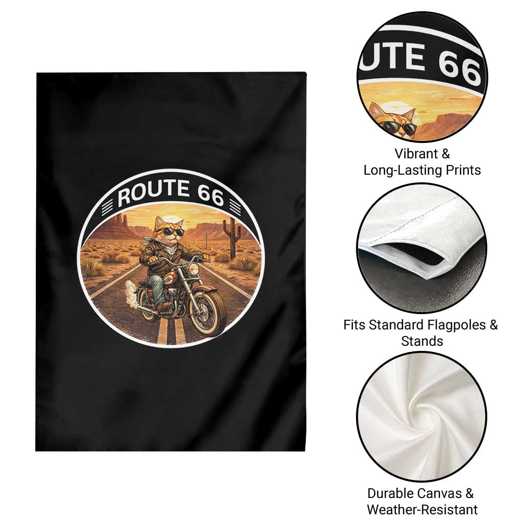 Route Highway 66 Motorcycle Cat Garden Flag Road Trip Adventure