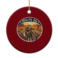 Route Highway 66 Motorcycle Cat Ceramic Ornament Road Trip Adventure