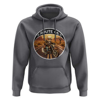 Route Highway 66 Motorcycle Cat Hoodie Road Trip Adventure