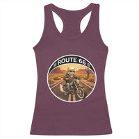 Route Highway 66 Motorcycle Cat Racerback Tank Top Road Trip Adventure