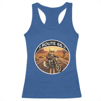 Route Highway 66 Motorcycle Cat Racerback Tank Top Road Trip Adventure