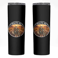 Route Highway 66 Motorcycle Cat Skinny Tumbler Road Trip Adventure