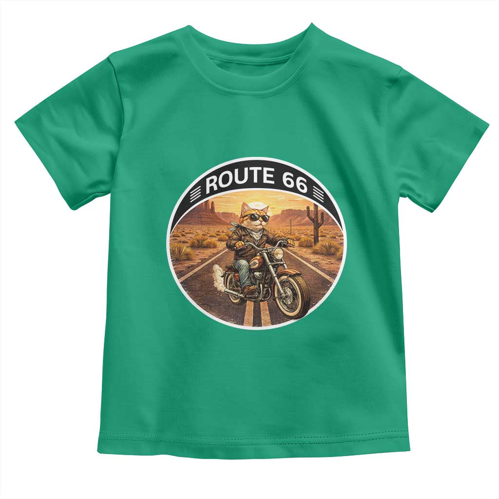Route Highway 66 Motorcycle Cat Toddler T Shirt Road Trip Adventure