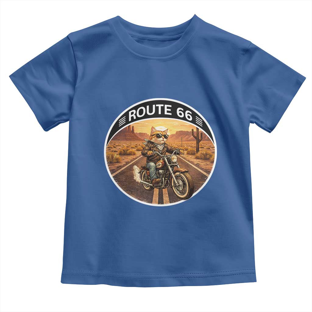 Route Highway 66 Motorcycle Cat Toddler T Shirt Road Trip Adventure