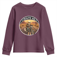 Route Highway 66 Motorcycle Cat Youth Sweatshirt Road Trip Adventure