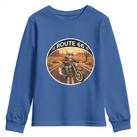 Route Highway 66 Motorcycle Cat Youth Sweatshirt Road Trip Adventure