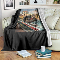Funny Route Highway 66 Cat Lover Throw Blanket Mother Road Travel Gift