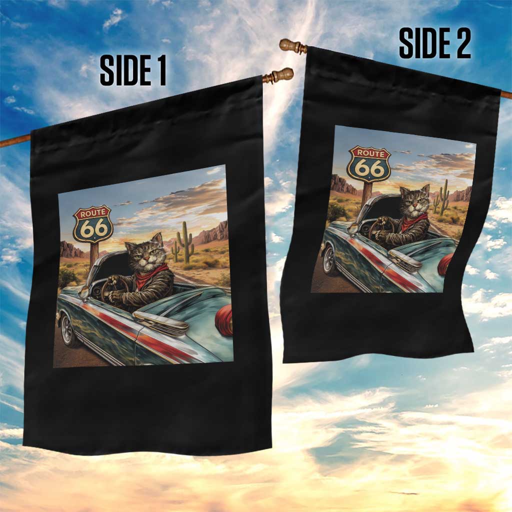Funny Route Highway 66 Cat Lover Garden Flag Mother Road Travel Gift
