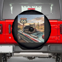 Funny Route Highway 66 Cat Lover Spare Tire Cover Mother Road Travel Gift