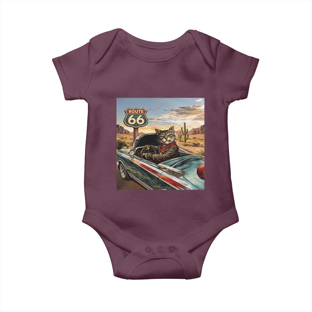 Funny Route Highway 66 Cat Lover Baby Onesie Mother Road Travel Gift