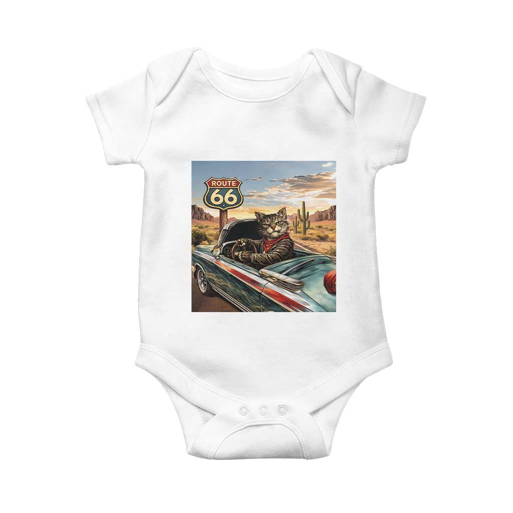 Funny Route Highway 66 Cat Lover Baby Onesie Mother Road Travel Gift