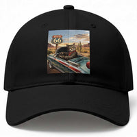 Funny Route Highway 66 Cat Lover Baseball Cap Mother Road Travel Gift