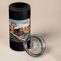 Funny Route Highway 66 Cat Lover 4 in 1 Can Cooler Tumbler Mother Road Travel Gift