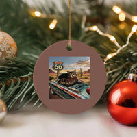 Funny Route Highway 66 Cat Lover Ceramic Ornament Mother Road Travel Gift