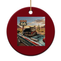 Funny Route Highway 66 Cat Lover Ceramic Ornament Mother Road Travel Gift