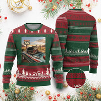 Funny Route Highway 66 Cat Lover Ugly Christmas Sweater Mother Road Travel Gift