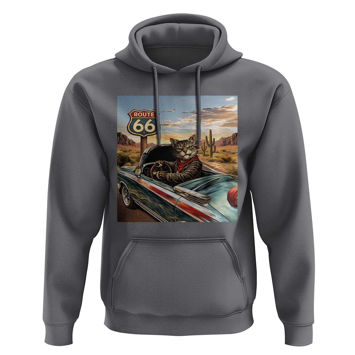 Funny Route Highway 66 Cat Lover Hoodie Mother Road Travel Gift