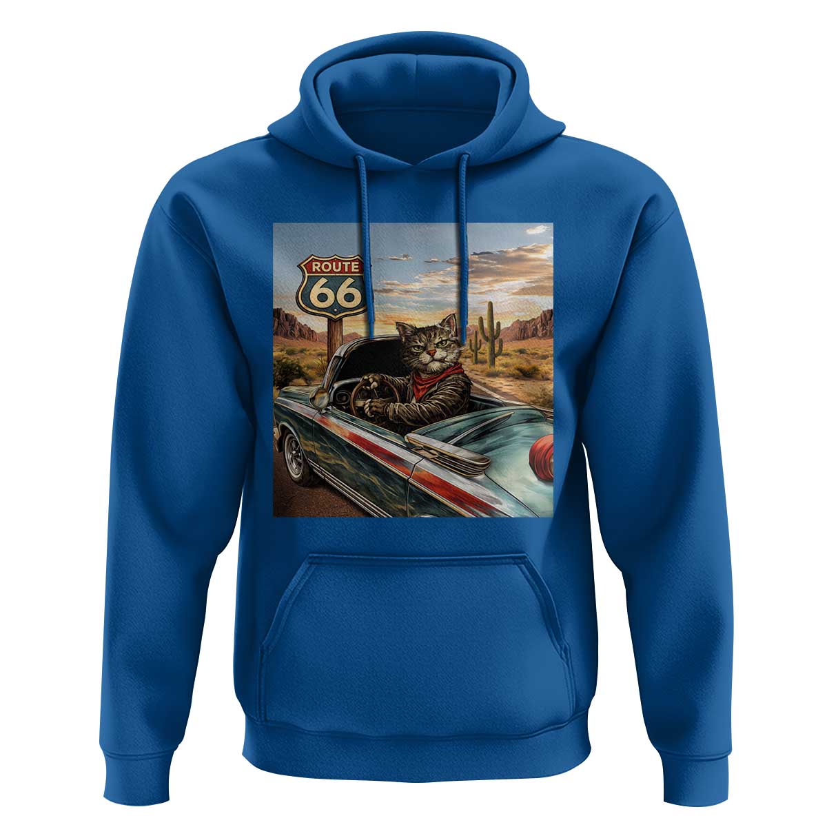 Funny Route Highway 66 Cat Lover Hoodie Mother Road Travel Gift