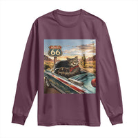 Funny Route Highway 66 Cat Lover Long Sleeve Shirt Mother Road Travel Gift