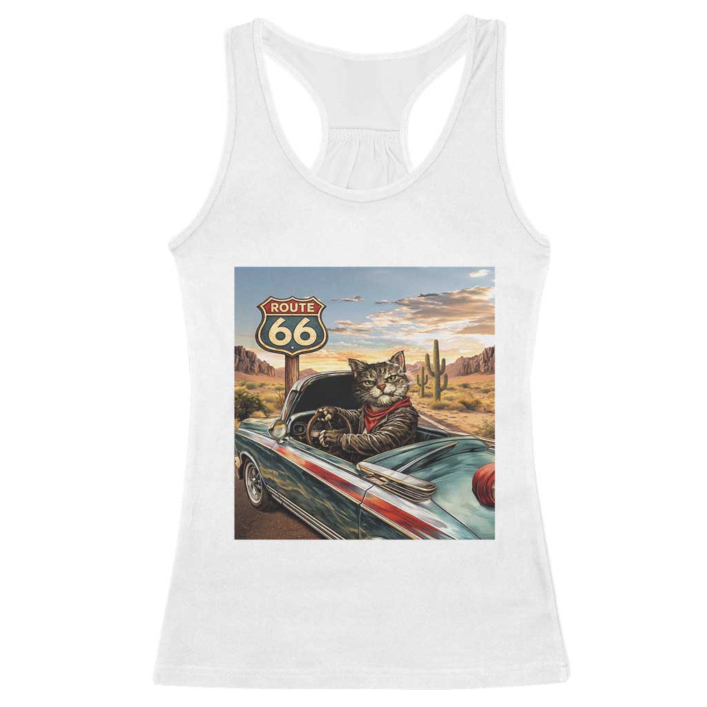 Funny Route Highway 66 Cat Lover Racerback Tank Top Mother Road Travel Gift