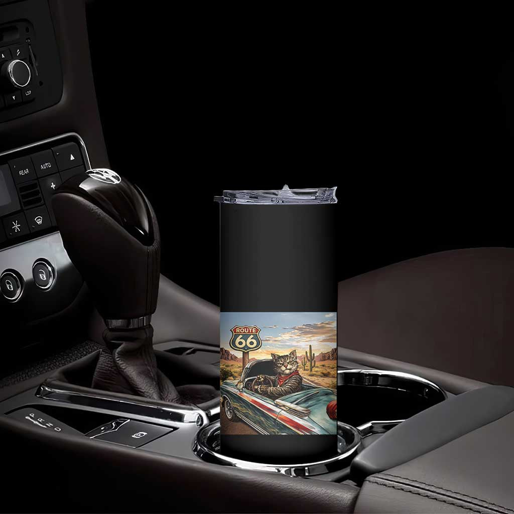 Funny Route Highway 66 Cat Lover Skinny Tumbler Mother Road Travel Gift