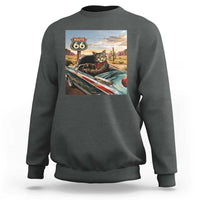 Funny Route Highway 66 Cat Lover Sweatshirt Mother Road Travel Gift