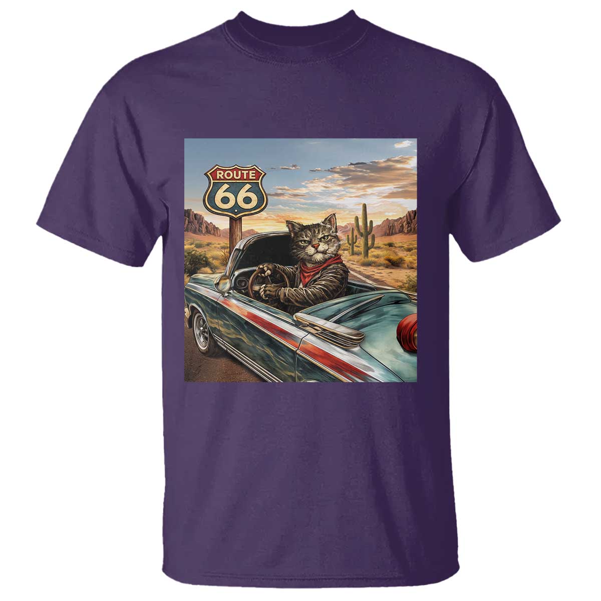 Funny Route Highway 66 Cat Lover T Shirt Mother Road Travel Gift