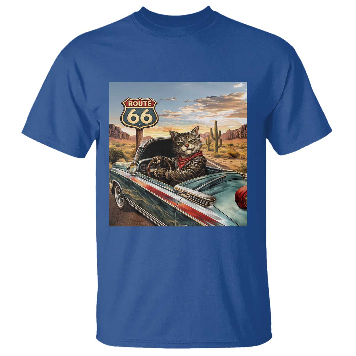 Funny Route Highway 66 Cat Lover T Shirt Mother Road Travel Gift
