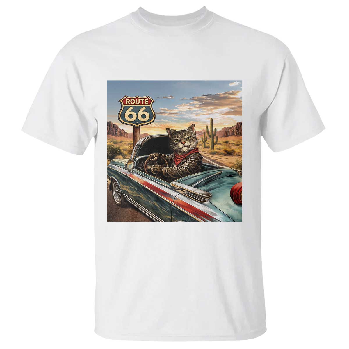 Funny Route Highway 66 Cat Lover T Shirt Mother Road Travel Gift