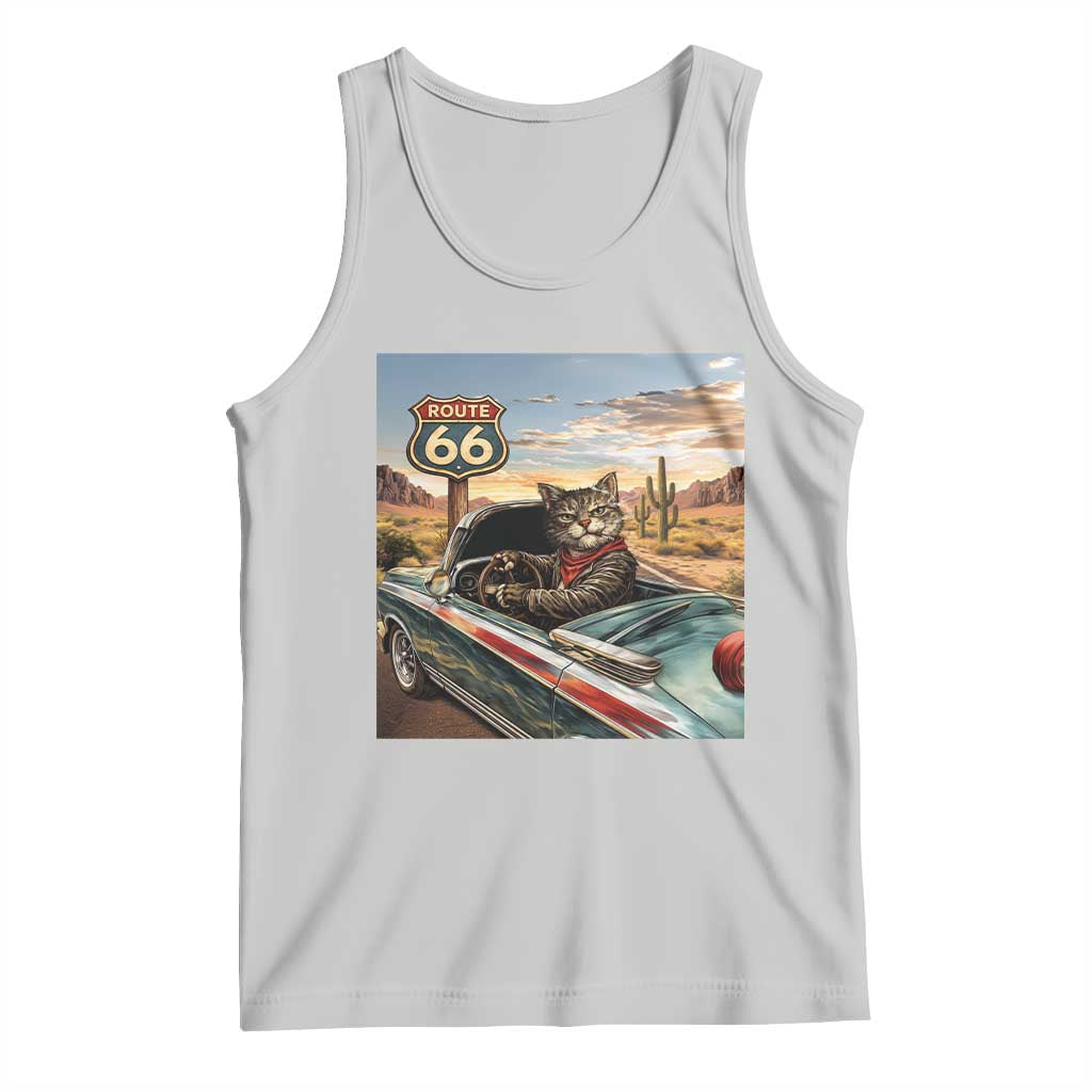 Funny Route Highway 66 Cat Lover Tank Top Mother Road Travel Gift