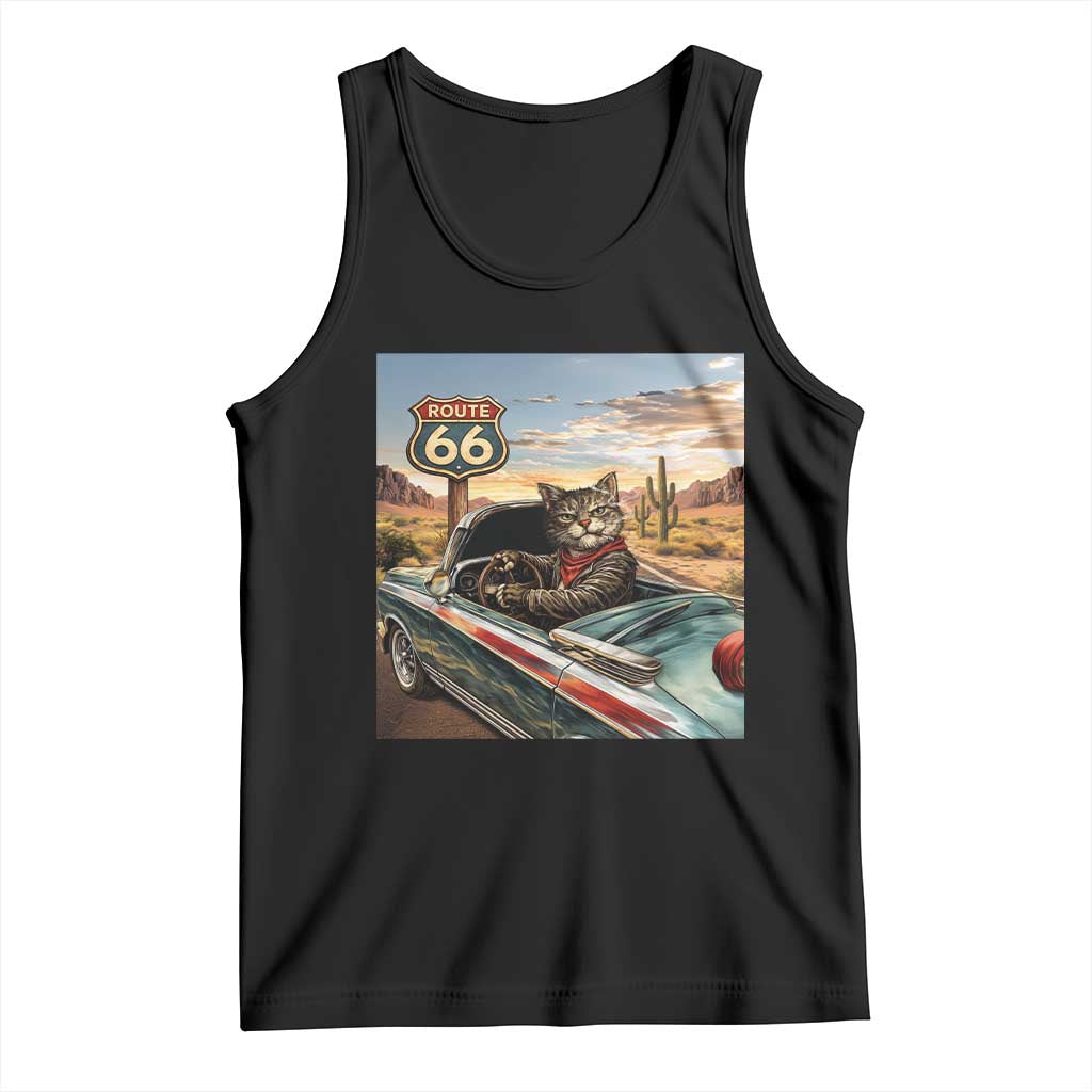 Funny Route Highway 66 Cat Lover Tank Top Mother Road Travel Gift