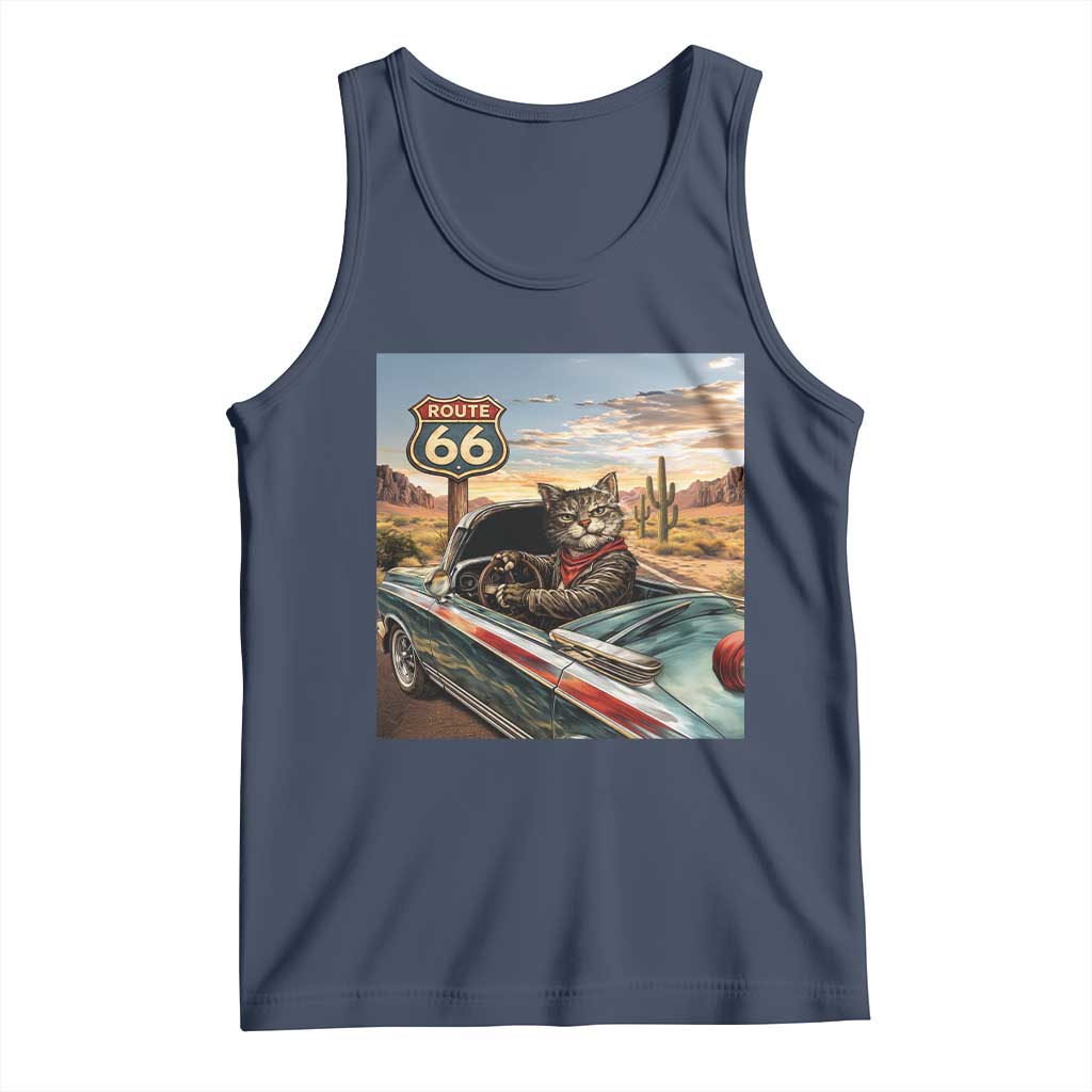 Funny Route Highway 66 Cat Lover Tank Top Mother Road Travel Gift
