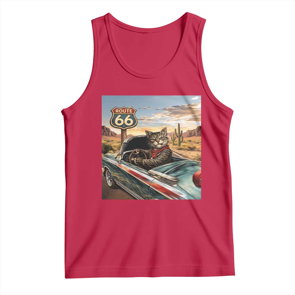 Funny Route Highway 66 Cat Lover Tank Top Mother Road Travel Gift